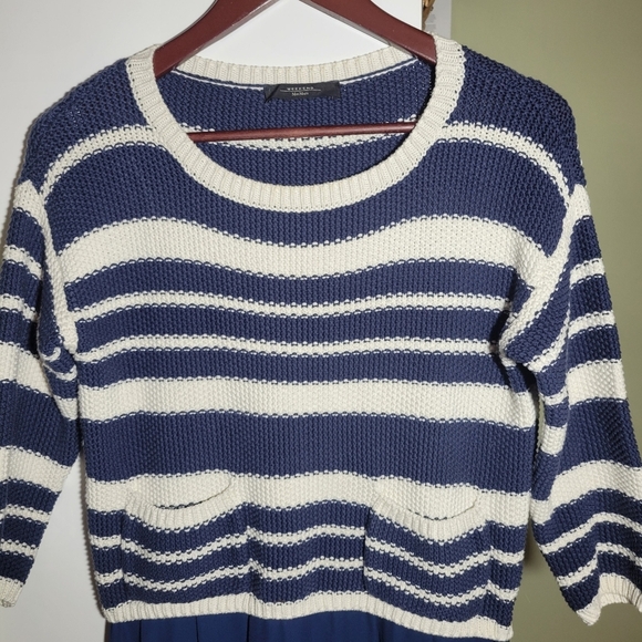 Weekend Max Mara Helier jumper midi dress striped navy blue small - Picture 3 of 8